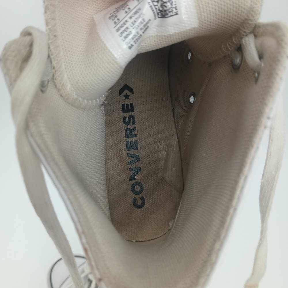 Converse Chuck Taylor All Star Platform High Top White Leather Womens 6.5 - Picture 7 of 9